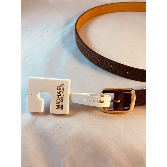 NWOT MICHAEL KORS Women’s MK Signature Brown Belt Sz L